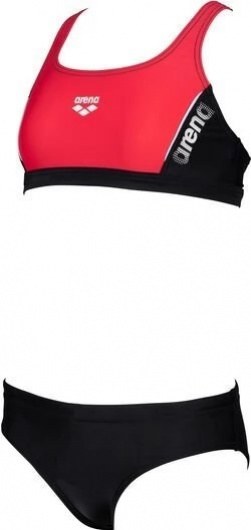Girl's swimsuit Arena Thrice Two Pieces Junior Black/Anguria/White