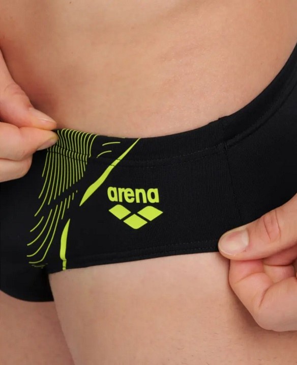 Men's swimsuit Arena Swim Briefs Graphic Black/Soft Green