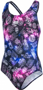 Speedo Allover Digital Splashback Girl Black/Blaze/Windsor Blue/White Speedo Allover Digital Splashback Girl Black/Blaze/Windsor Blue/White