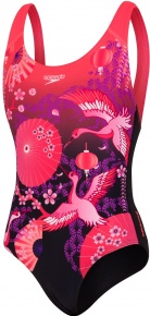 Speedo Crane Blossom Placement Digital Splashback Girl Black/Diva/Neon Orchid/White Speedo Crane Blossom Placement Digital Splashback Girl Black/Diva/Neon Orchid/White