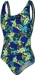 Speedo ManekiMeow Allover Splashback Girl Black/Bright Zest/Chroma Blue/Aquasplash Speedo ManekiMeow Allover Splashback Girl Black/Bright Zest/Chroma Blue/Aquasplash
