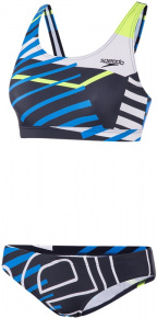 Speedo Placement U-Back 2 Piece True Navy/Bondi Blue/Fluo Yellow/White Speedo Placement U-Back 2 Piece True Navy/Bondi Blue/Fluo Yellow/White
