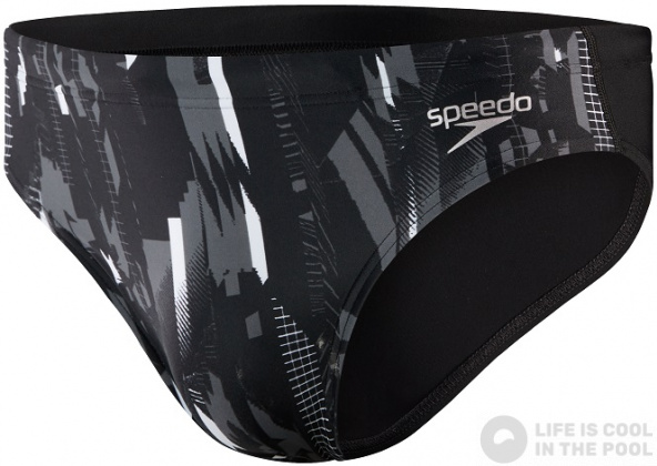 Speedo Allover 7cm Brief Black/USA Charcoal/White