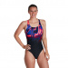 Women's swimwear Speedo Placement Digital Powerback Black/Phoenix Red/Blue Flame/Ultraviolet