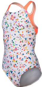 Arena Performance Confetti Swim Pro Back Girls White Multi/Bright Coral